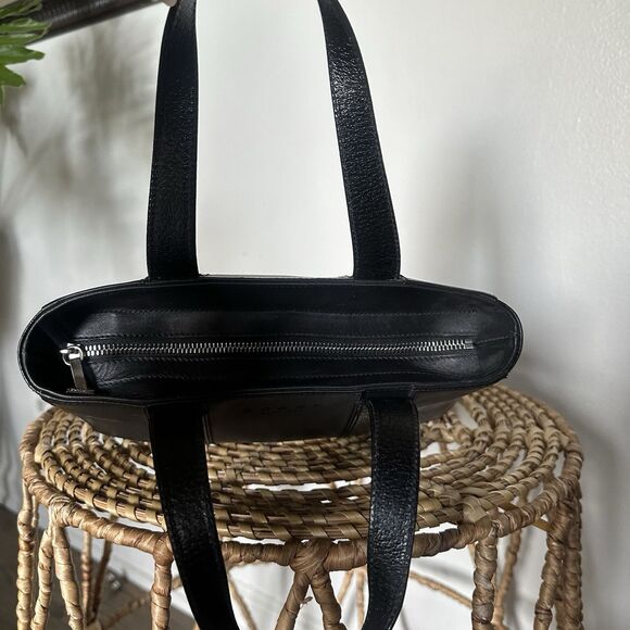 Vintage Coach Brindle Black Tote - 90’s Black Leather Bag With Bag Tag & Papers - Picture 7 of 10